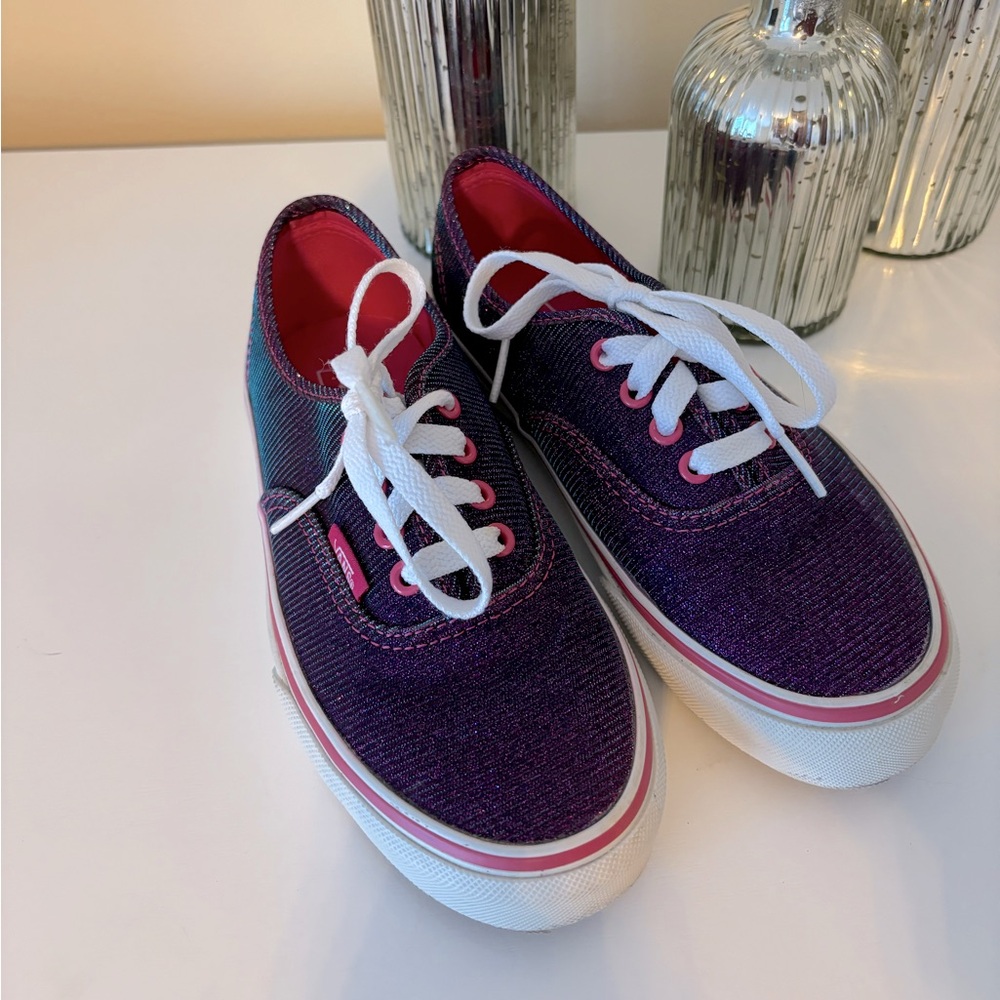 Vans blue/pink/purple iridescent kids shoes
